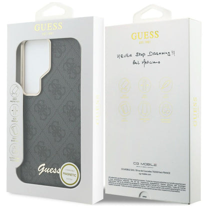 MagSafe Case for Samsung Galaxy S26 Ultra S948, Guess, 4G Script Logo, Black