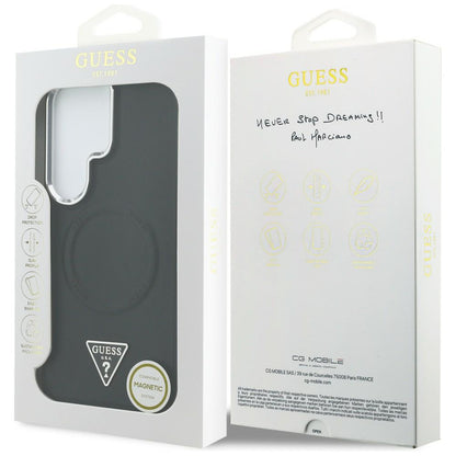 MagSafe Case for Samsung Galaxy S26 Ultra S948, Guess, Embossed Ring Triangle Logo, Black