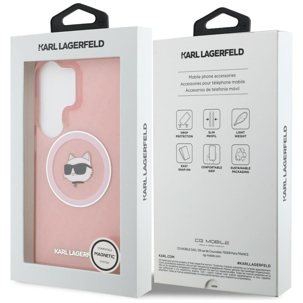 MagSafe Case for Samsung Galaxy S26 Ultra S948, Karl Lagerfeld, IML Choupette Head on KL Repeated Logo, Pink