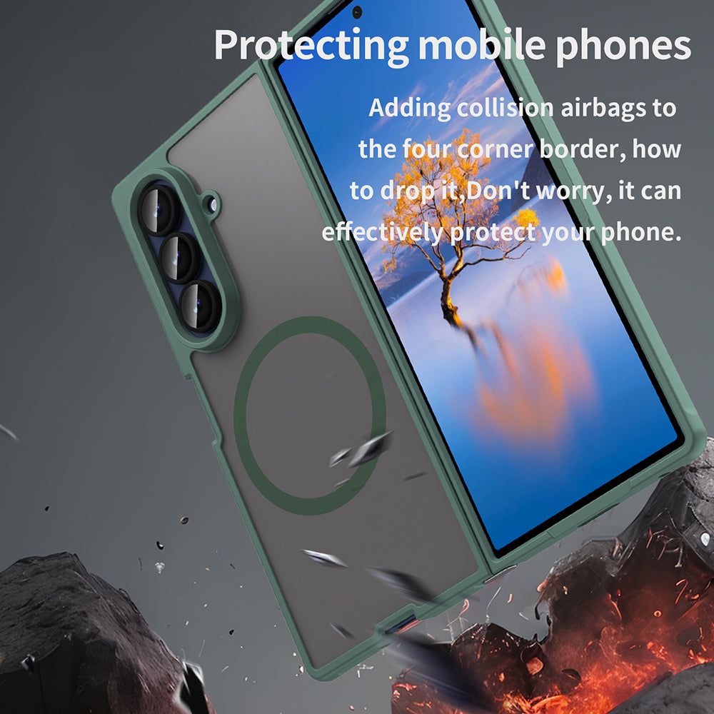 MagSafe Case for Samsung Galaxy Z Fold7 F966, Techsuit, HaloFrost II, Green