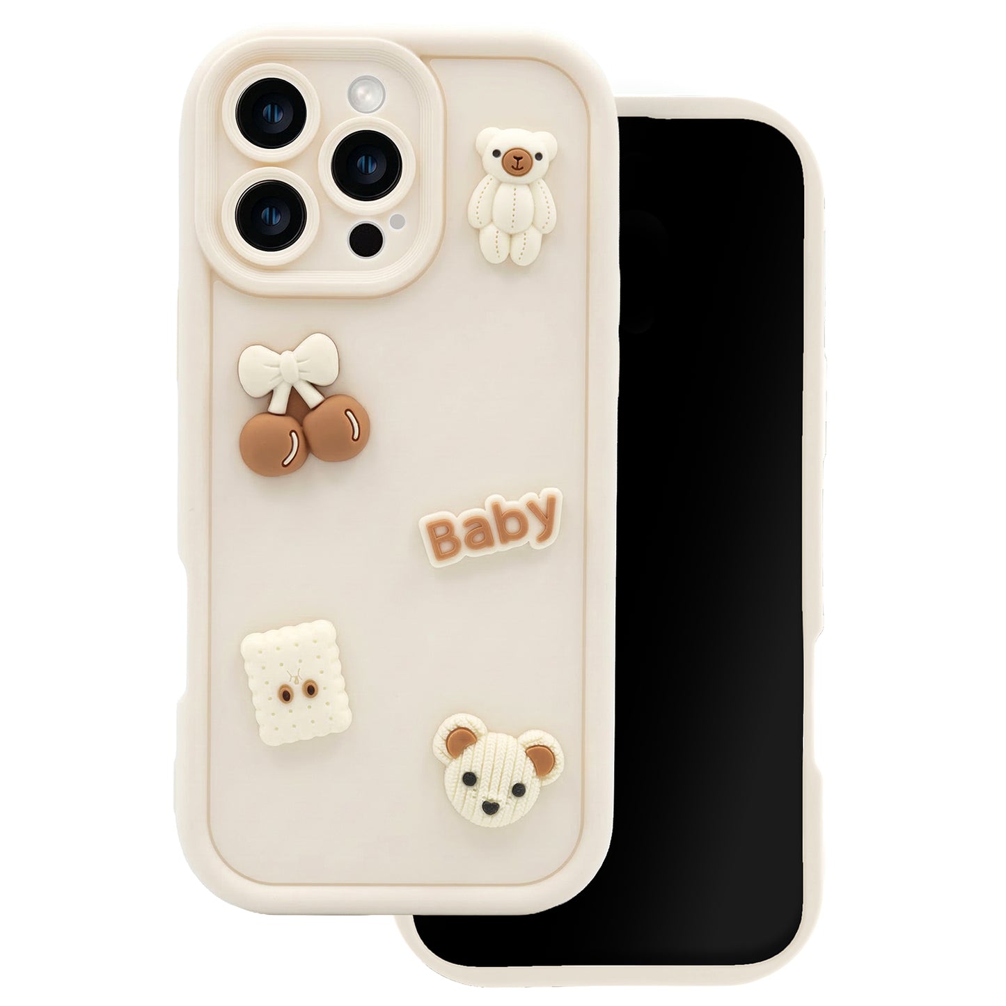 Case for Apple iPhone 14, OEM, Ultra Trendy 3D Bear, Beige