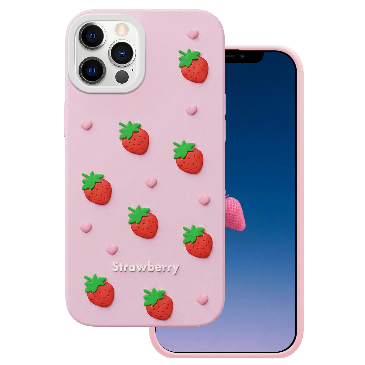 Case for Apple iPhone 15 / 14 / 13, OEM, Strawberry, Pink