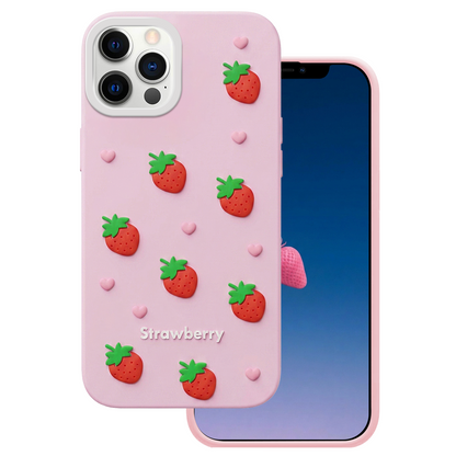 Case for Apple iPhone 15 / 14 / 13, OEM, Strawberry, Pink