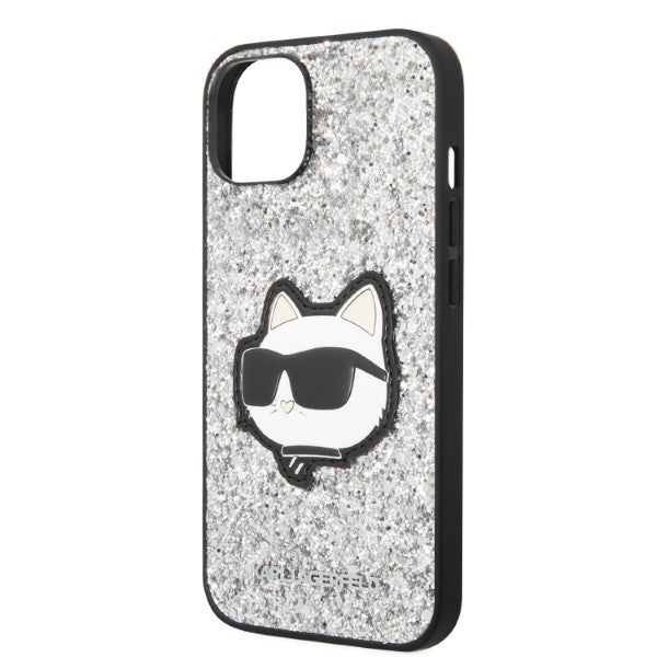 Case for Apple iPhone 14, Karl Lagerfeld, Glitter Choupette Patch, Silver