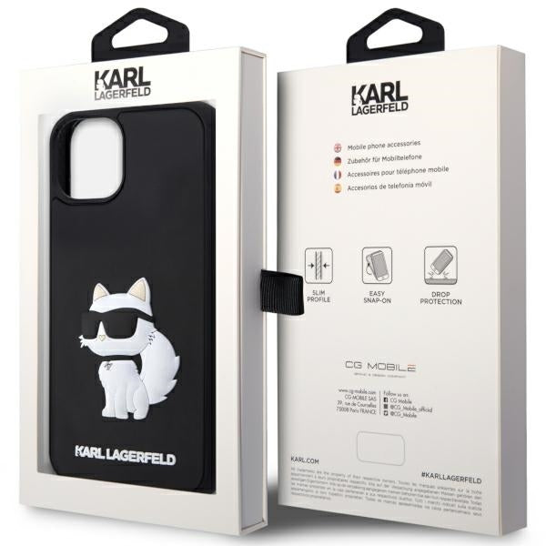 Case for Apple iPhone 14 Plus, Karl Lagerfeld, 3D Rubber Choupette, Black