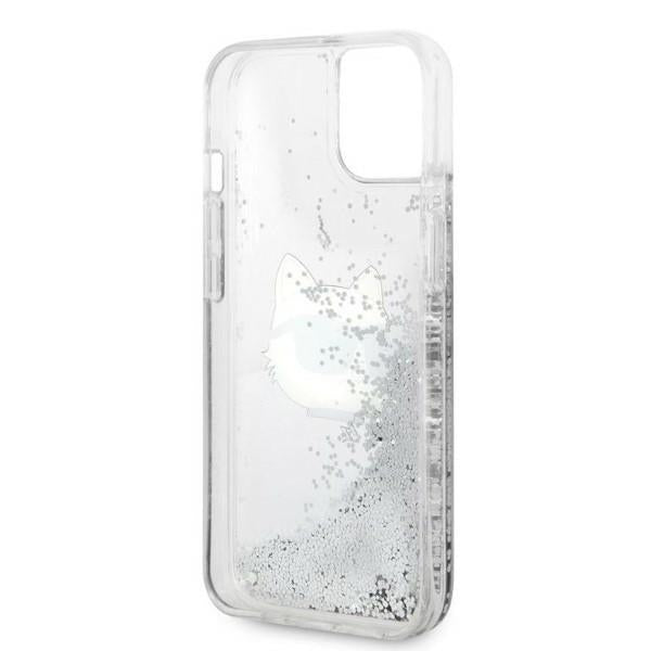 Case for Apple iPhone 14 Plus, Karl Lagerfeld, Glitter Choupette's Head, Silver