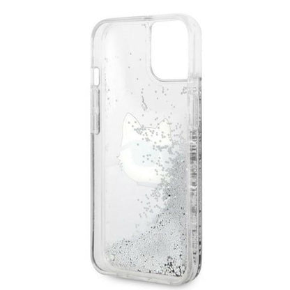 Case for Apple iPhone 14 Plus, Karl Lagerfeld, Glitter Choupette's Head, Silver