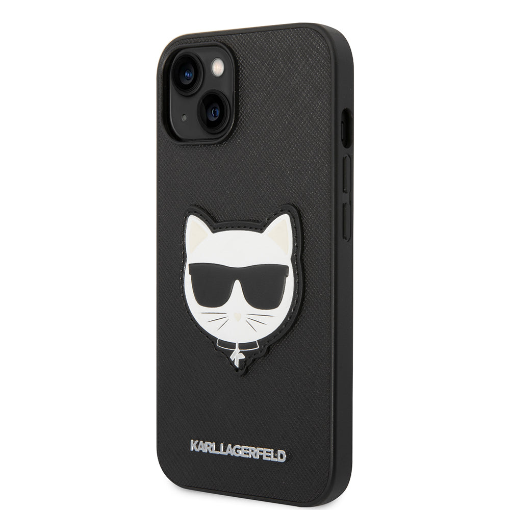 Case for Apple iPhone 14 Plus, Karl Lagerfeld, Saffiano Choupette's Head, Black