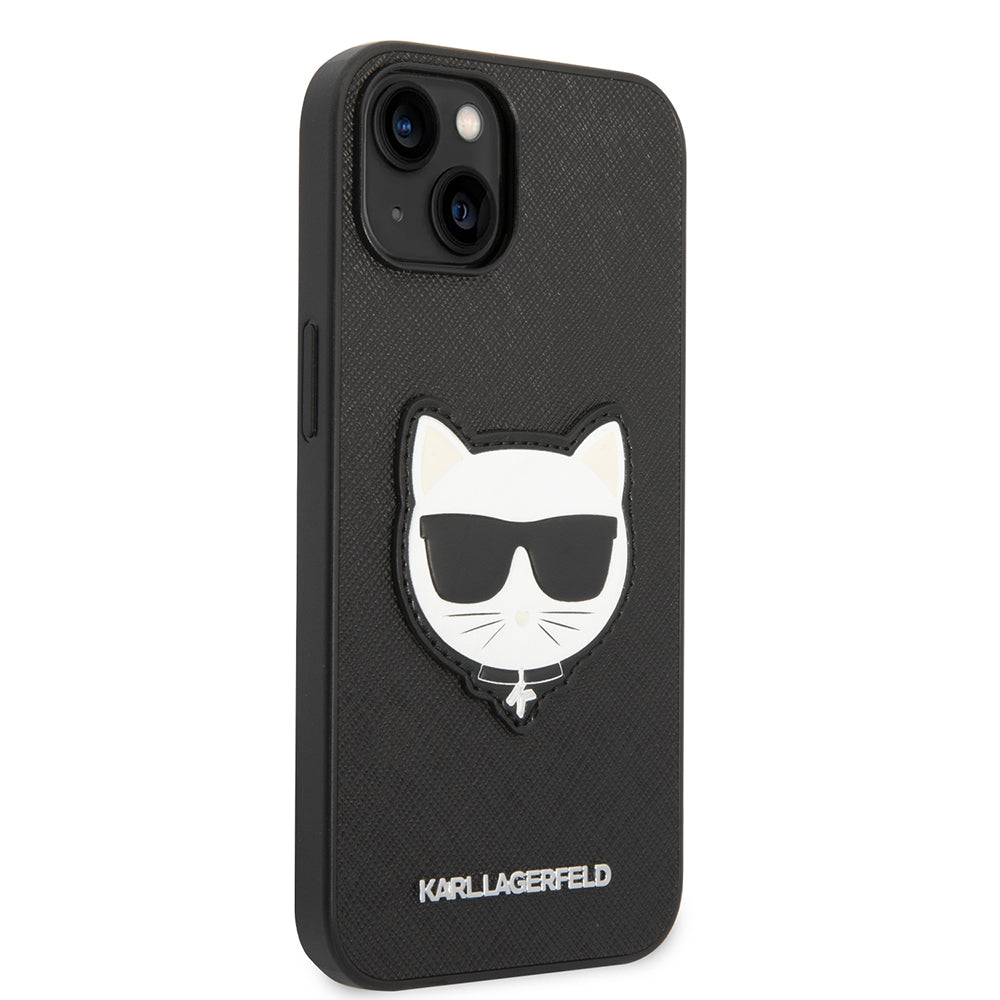 Case for Apple iPhone 14 Plus, Karl Lagerfeld, Saffiano Choupette's Head, Black