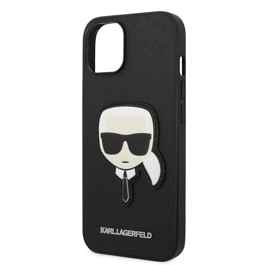 Case for Apple iPhone 14 Plus, Karl Lagerfeld, Saffiano Karl's Head, Black