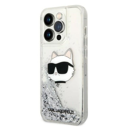 Case for Apple iPhone 14 Pro, Karl Lagerfeld, Glitter Choupette's Head, Silver