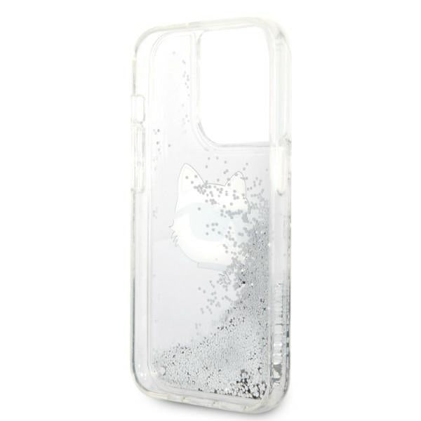 Case for Apple iPhone 14 Pro, Karl Lagerfeld, Glitter Choupette's Head, Silver