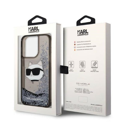 Case for Apple iPhone 14 Pro, Karl Lagerfeld, Glitter Choupette's Head, Black