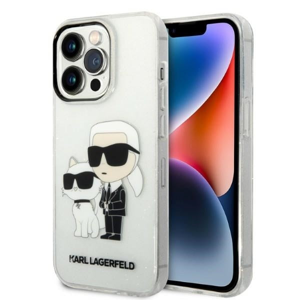 Case for Apple iPhone 14 Pro, Karl Lagerfeld, Glitter Karl & Choupette, Transparent