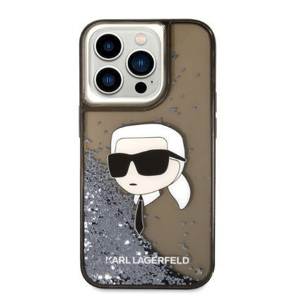 Case for Apple iPhone 14 Pro, Karl Lagerfeld, Glitter Karl's Head, Black