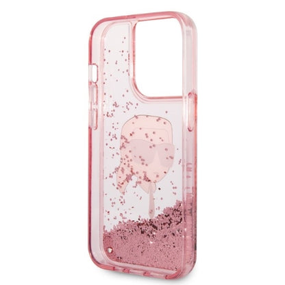 Case for Apple iPhone 14 Pro, Karl Lagerfeld, Glitter Karl's Head, Pink