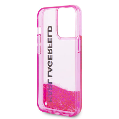 Case for Apple iPhone 14 Pro, Karl Lagerfeld, Liquid Glitter KL Logo, Pink
