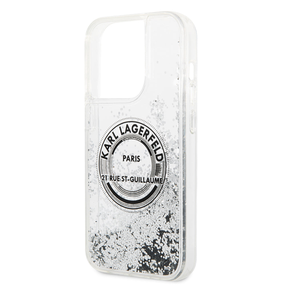 Case for Apple iPhone 14 Pro, Karl Lagerfeld, Liquid Glitter RSG, Silver