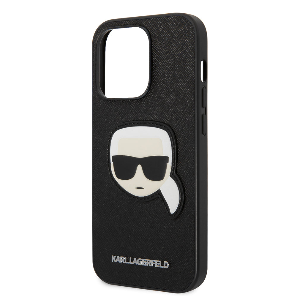 Case for Apple iPhone 14 Pro, Karl Lagerfeld, Saffiano Karl's Head, Black