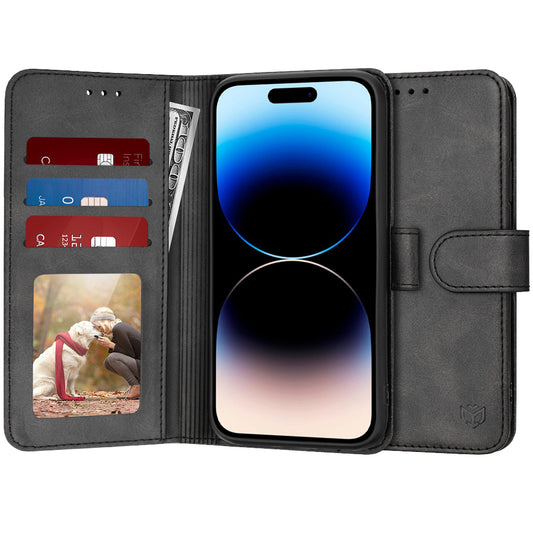 Case for Apple iPhone 14 Pro, Techsuit, Diary Book, Black