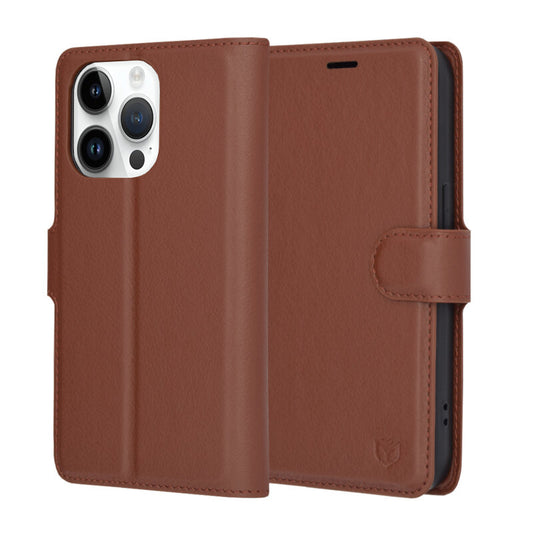 Case for Apple iPhone 14 Pro, Techsuit, Leather Folio, Brown