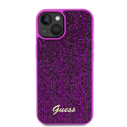 Case for Apple iPhone 15, Guess, Disco Metal Script, Fuchsia