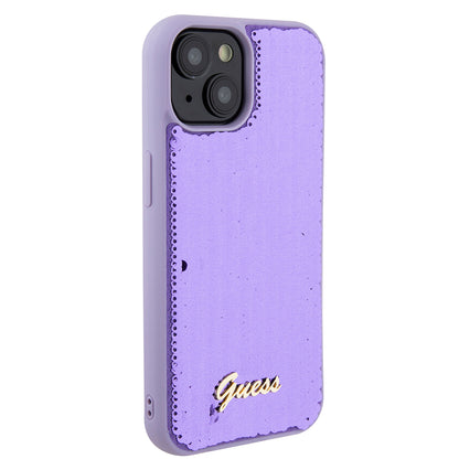 Case for Apple iPhone 15, Guess, Sequin Script Metal, Purple