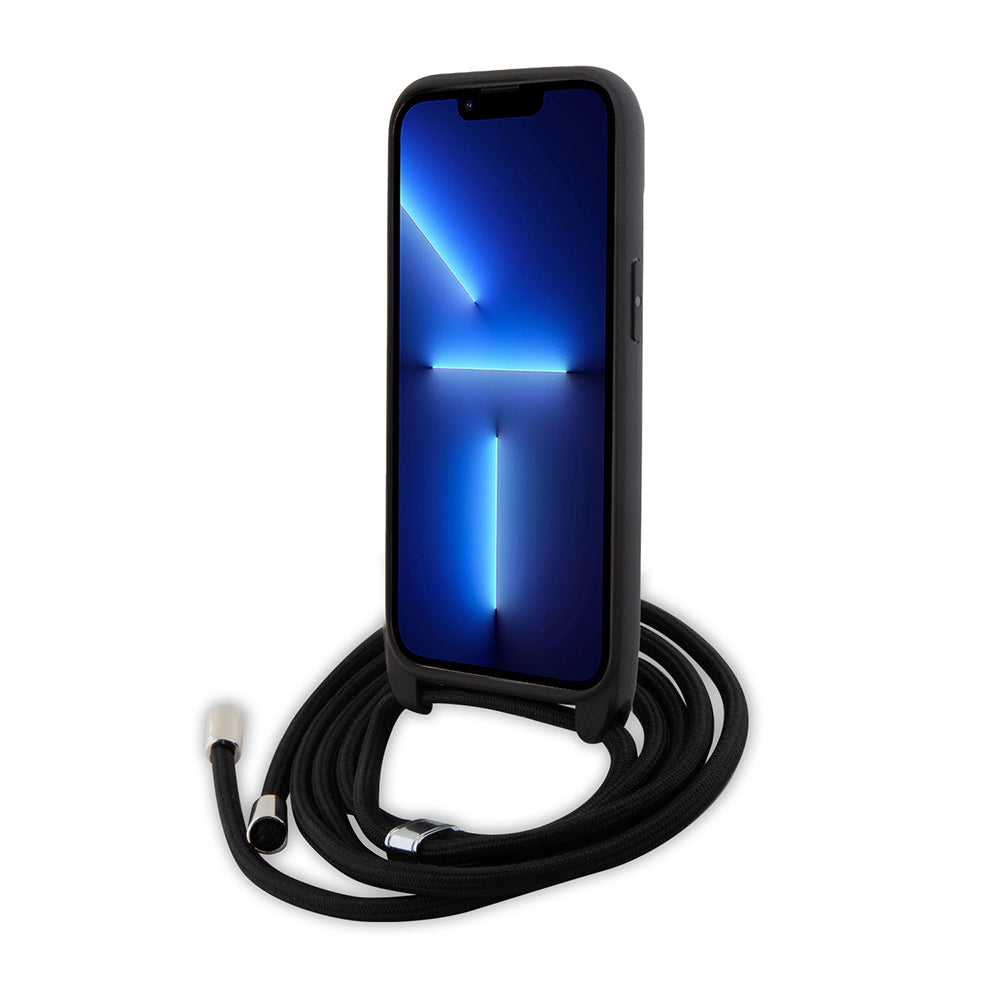 Case for Apple iPhone 15, Karl Lagerfeld, Saffiano Crossbody Monogram Metal Pin Karl, Black