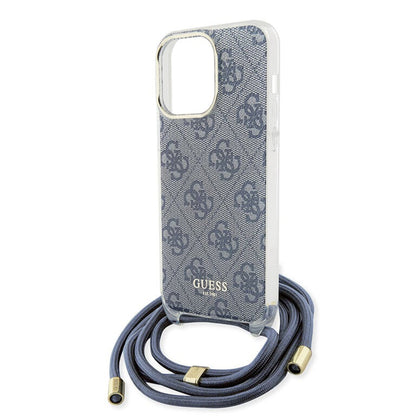 Case for Apple iPhone 15 Pro, Guess, Crossbody Cord 4G Print, Blue