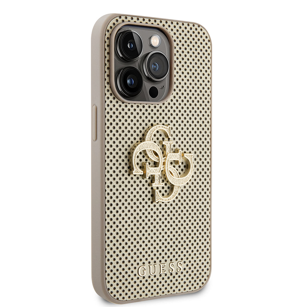 Case for Apple iPhone 15 Pro, Guess, Perforated 4G, Gold