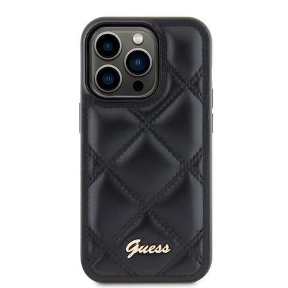 Case for Apple iPhone 15 Pro, Guess, Quilted Metal Logo, Black