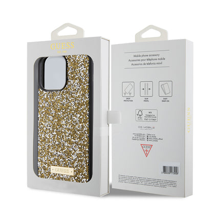 Case for Apple iPhone 15 Pro, Guess, Rhinestone Metal Logo, Yellow