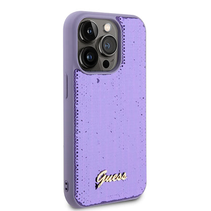 Case for Apple iPhone 15 Pro, Guess, Sequin Script Metal, Purple
