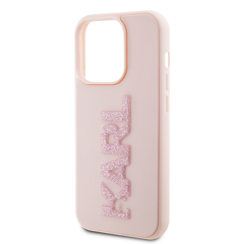 Case for Apple iPhone 15 Pro, Karl Lagerfeld, 3D Rubber Glitter Logo Karl, Pink