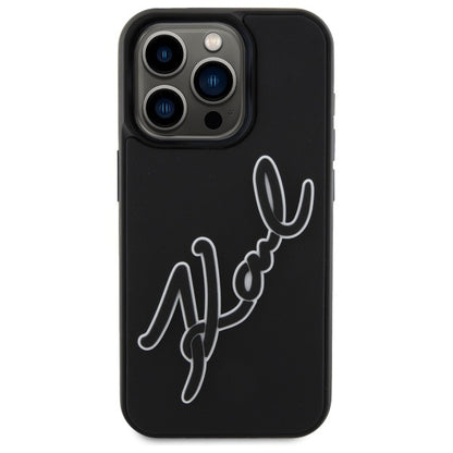 Case for Apple iPhone 15 Pro, Karl Lagerfeld, 3D Rubber Signature, Black