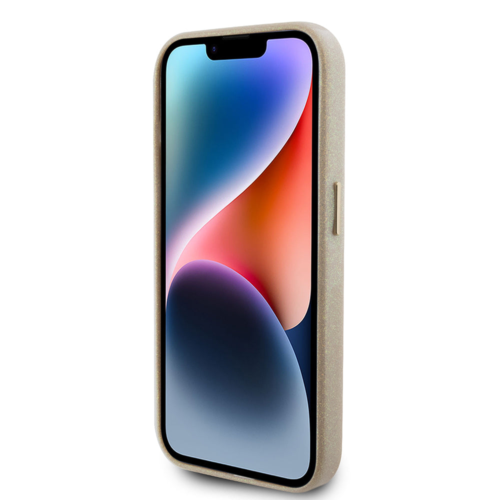 Case for Apple iPhone 15 Pro Max, Guess, Glitter Glossy Script, Beige