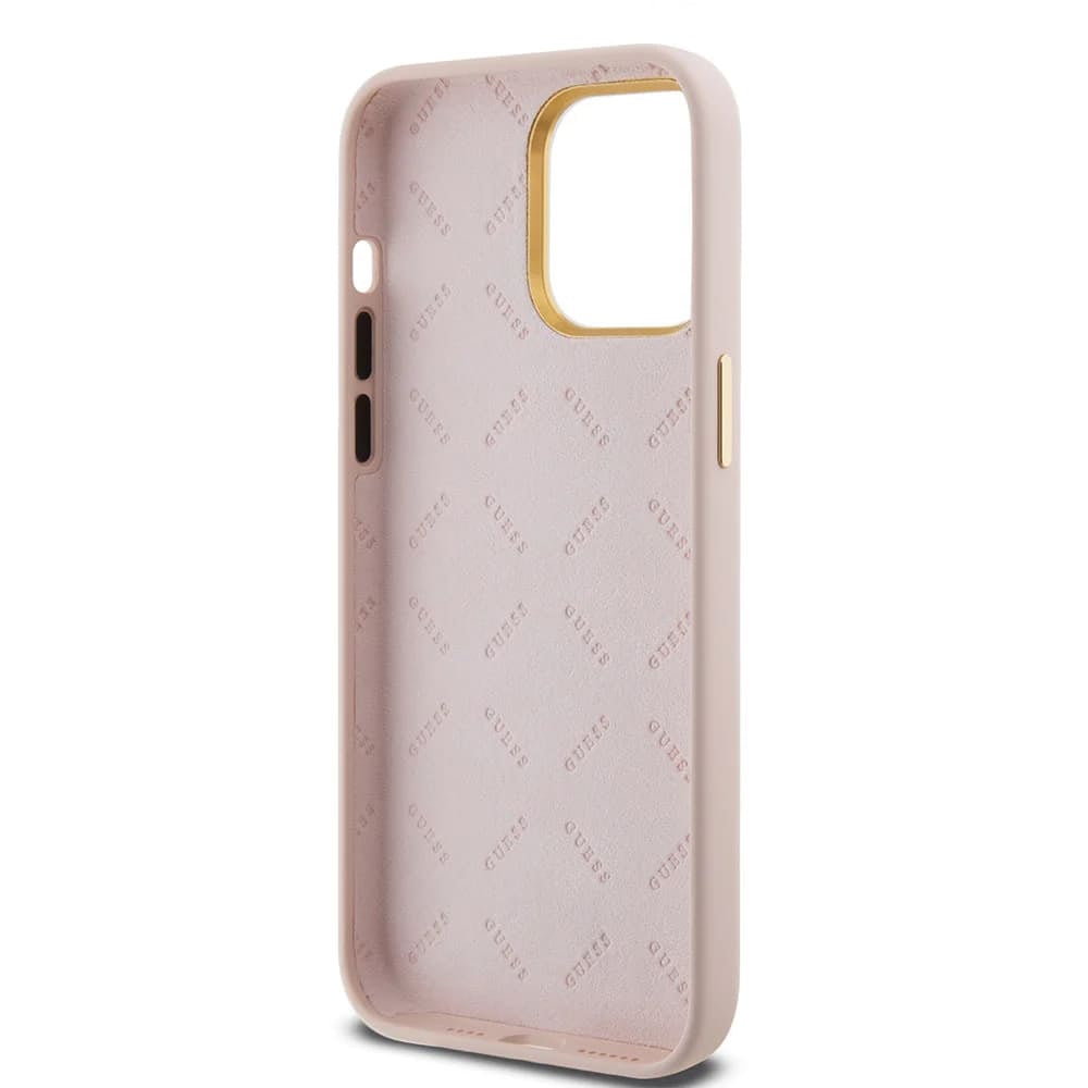 Case for Apple iPhone 15 Pro Max, Guess, Script Metal Logo & Frame, Light Pink
