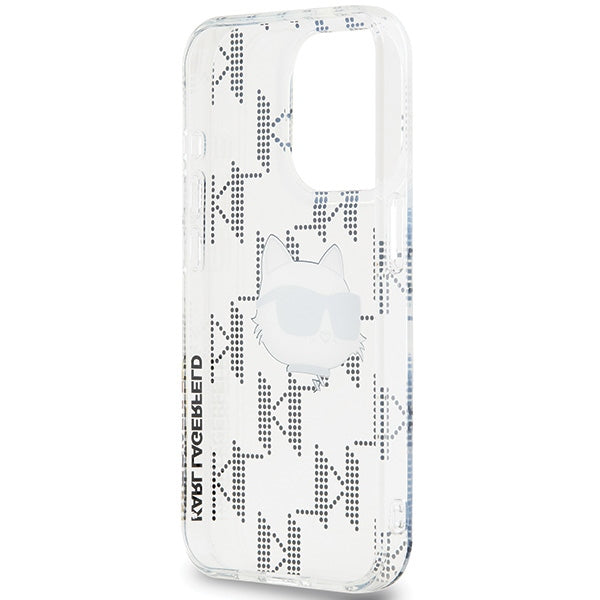 Case for Apple iPhone 15 Pro Max, Karl Lagerfeld, IML Electroplated Choupette Head, Transparent