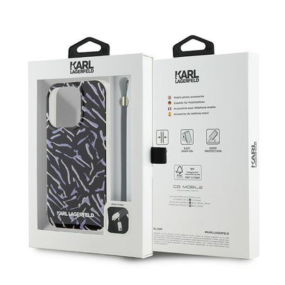 Case for Apple iPhone 15 Pro Max, Karl Lagerfeld, Zebra with Cord Strap, Purple