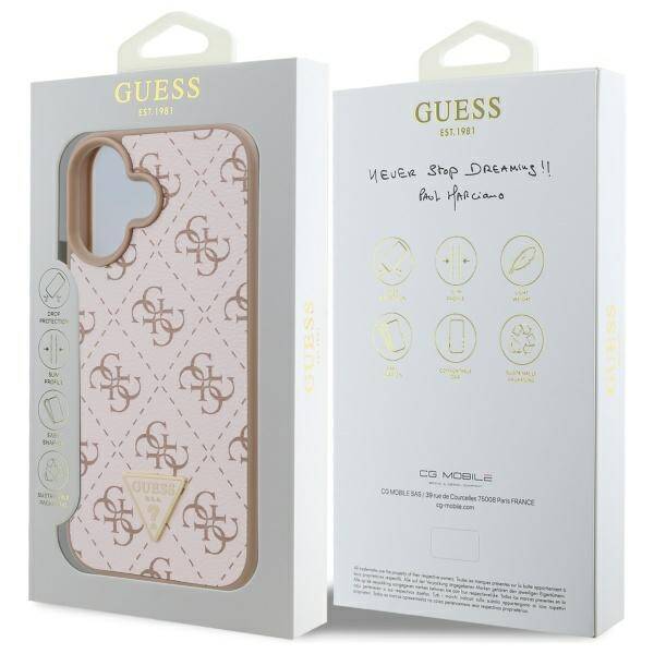 Case for Apple iPhone 16, Guess, 4G Triangle Logo, White
