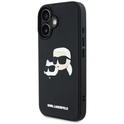 Case for Apple iPhone 16, Karl Lagerfeld, 3D Rubber Karl & Choupette, Black
