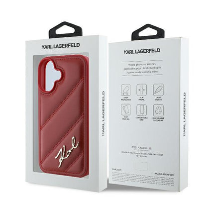 Case for Apple iPhone 16, Karl Lagerfeld, Diagonal Quilted Script, Pink