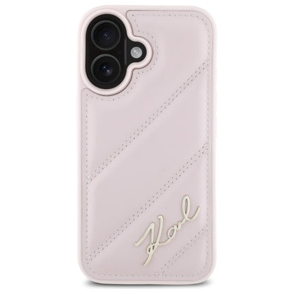 Case for Apple iPhone 16, Karl Lagerfeld, Diagonal Quilted Script, Pink