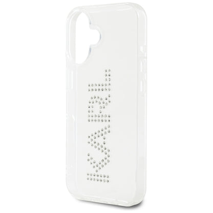 Case for Apple iPhone 16, Karl Lagerfeld, IML Rhinestones Transparent Logo, Transparent