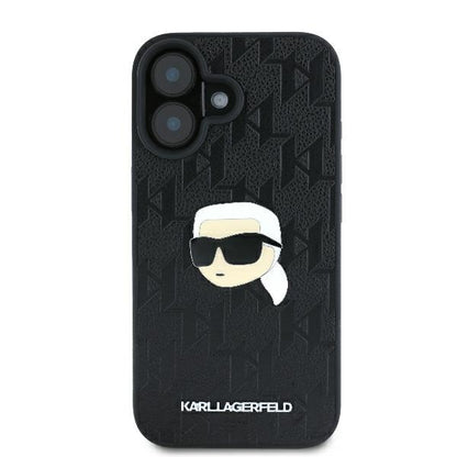 Case for Apple iPhone 16, Karl Lagerfeld, Monogram Karl's Head, Black
