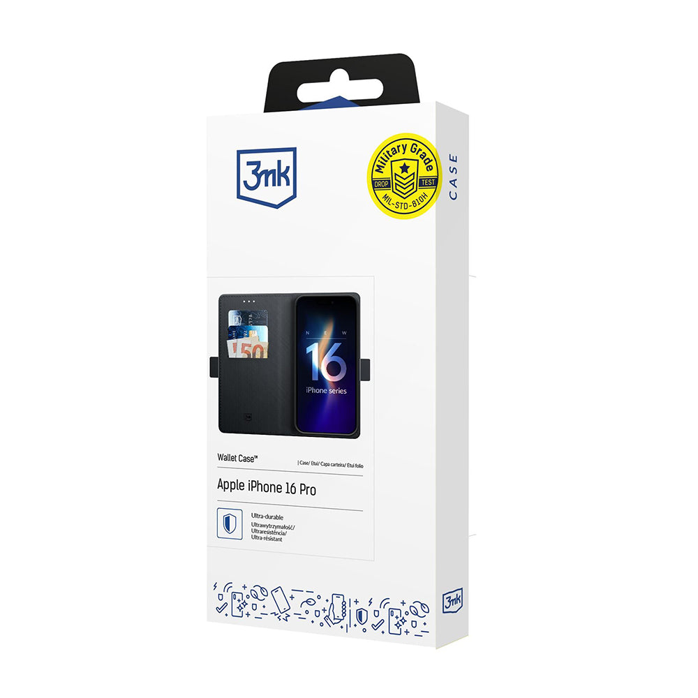 Case for Apple iPhone 16 Pro, 3MK, Wallet, Black