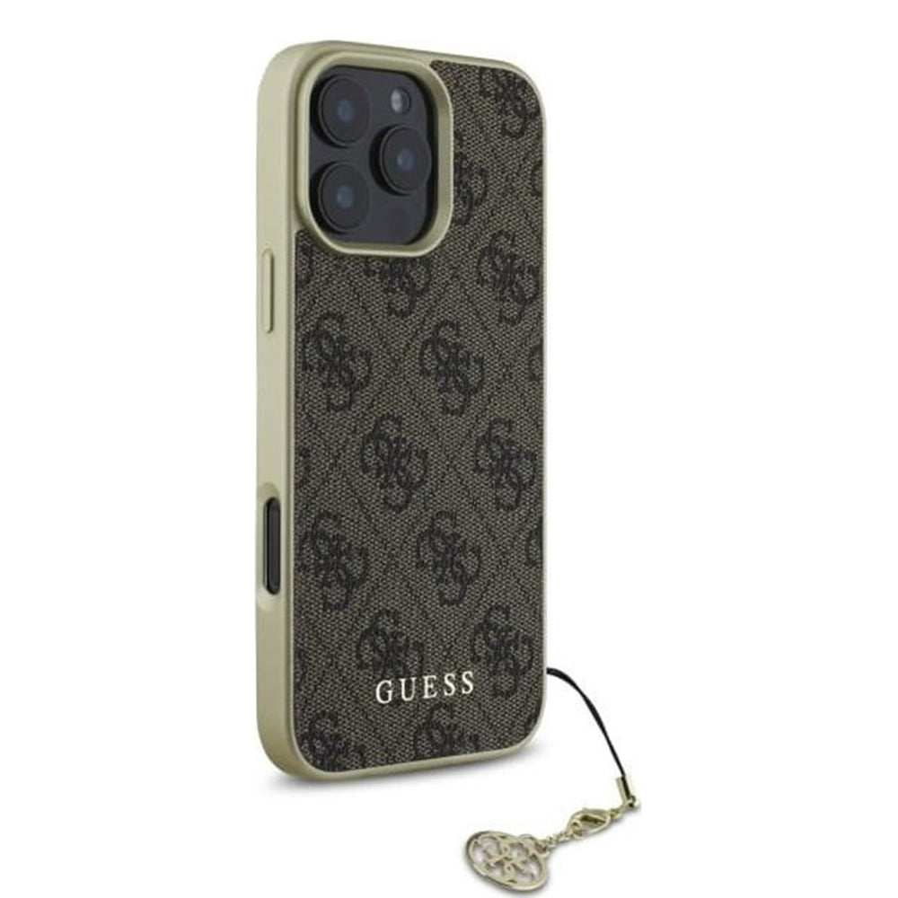 Case for Apple iPhone 16 Pro, Guess, 4G Charm, Brown