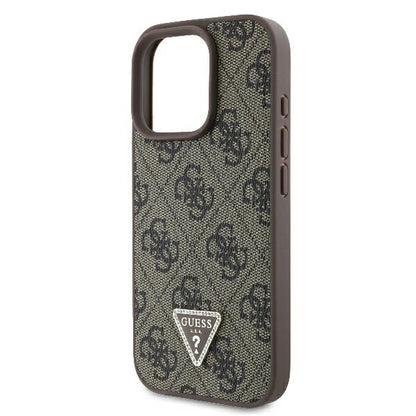 Case for Apple iPhone 16 Pro, Guess, 4G Triangle Strass, Brown