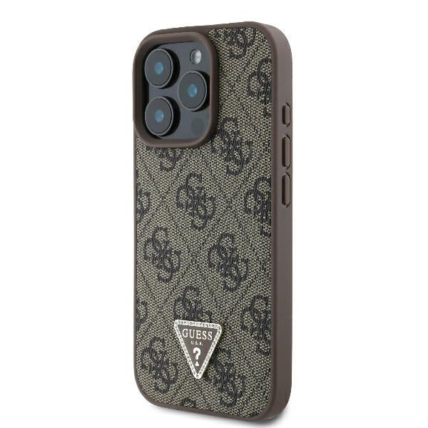 Case for Apple iPhone 16 Pro, Guess, Crossbody 4G Triangle Strass, Brown