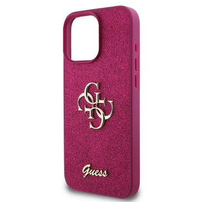 Case for Apple iPhone 16 Pro, Guess, Glitter Big 4G Script, Magenta